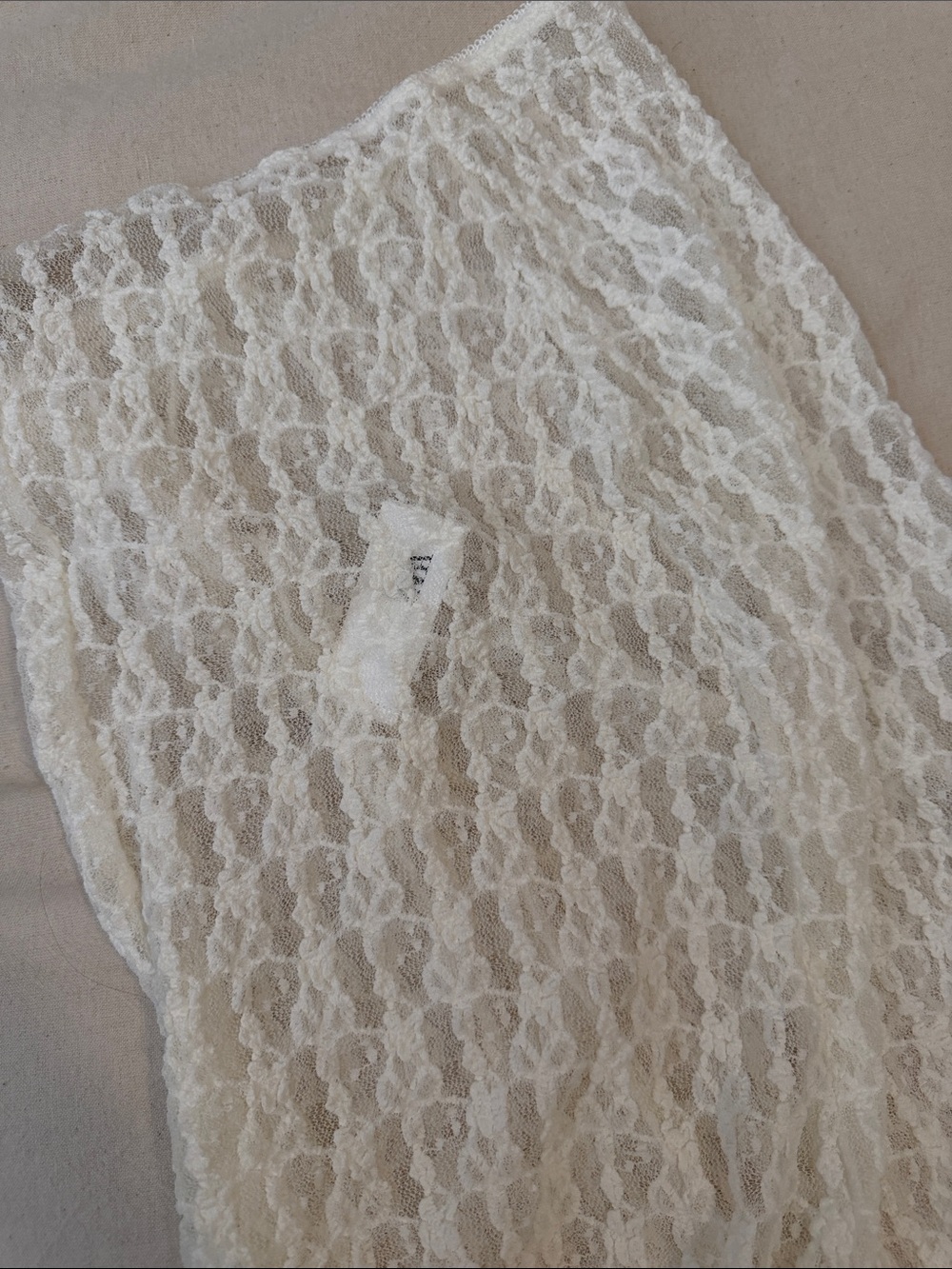 Zara Sheer Lace Cover-Up Slip Skirt in Cream